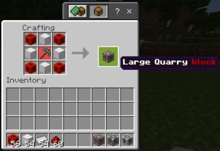 Recipe for crafting a block for creating a large quarry