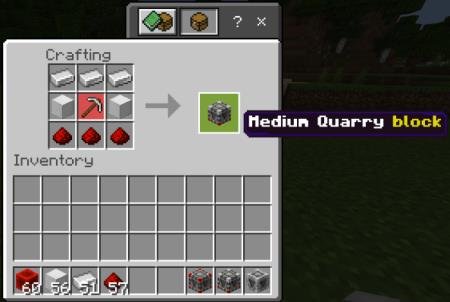 Recipe for crafting a block for a medium-sized quarry