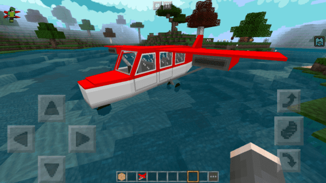 Red plane in the water