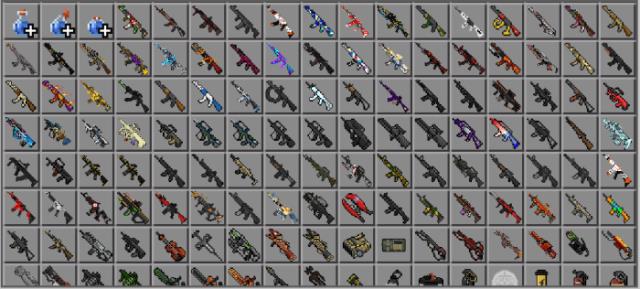 Various types of modern and very powerful weapons in a huge range of colors