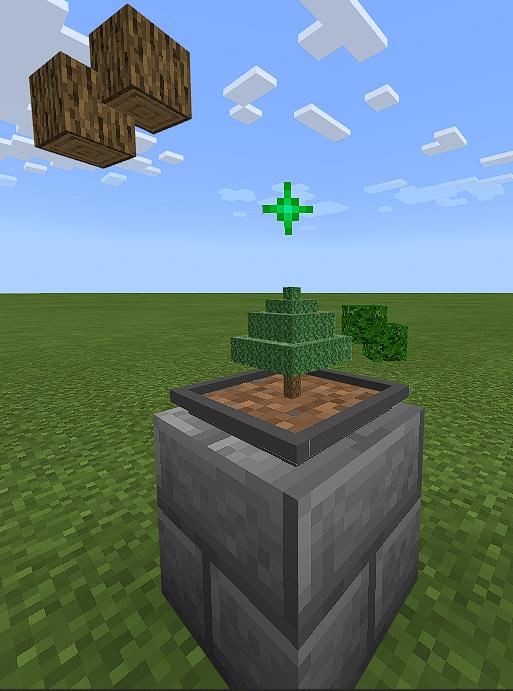 Bonsai tree that dropped 2 wood blocks and emitted a particle