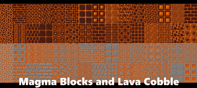 Lava cobblestone and magma blocks with different block appearance
