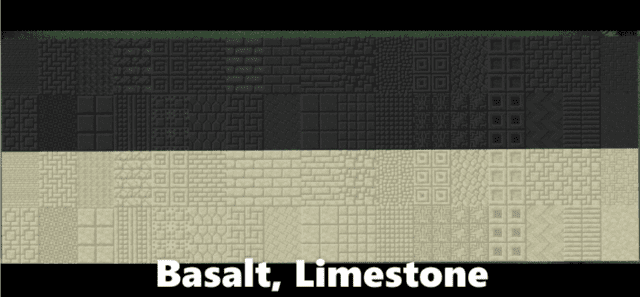 Basalt and limestone blocks at Bedrock