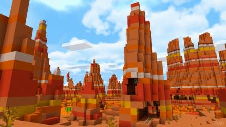 Biome view with hills of colorful blocks