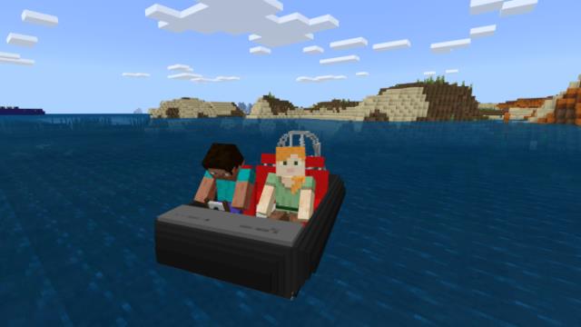 Steve and Alex are sailing on a hovercraft