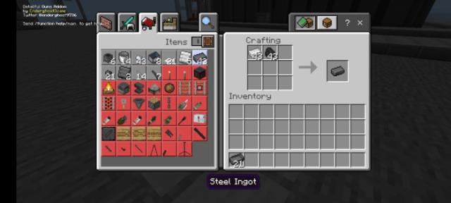 Recipes in crafting inventory