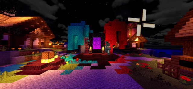 Nether portal set in the middle of the village