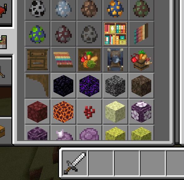 Add-on items in the creative inventory