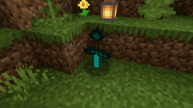 A diamond sword that appeared in the ground