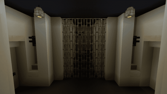 Huge passageway completely enclosed by an iron grate in SCP 19