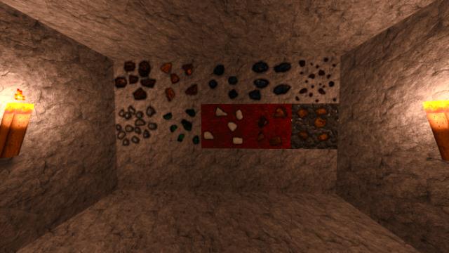 Ore blocks in the cave