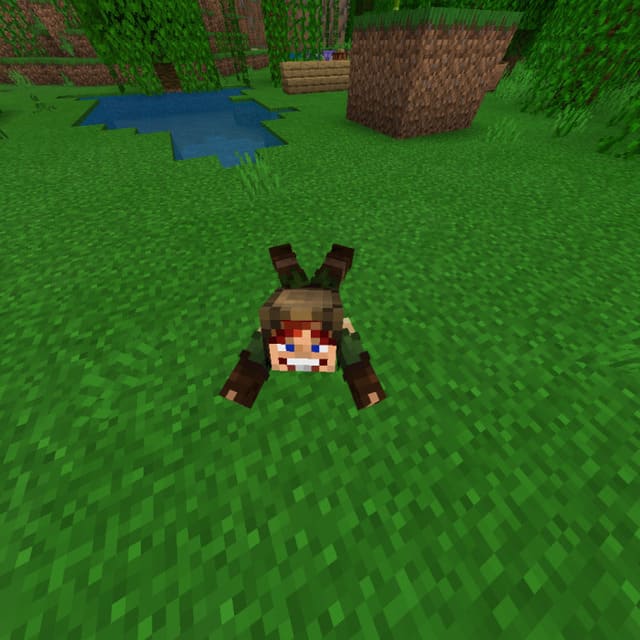 The player is lying on the ground