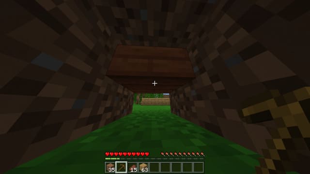 The player is crawling in the hole