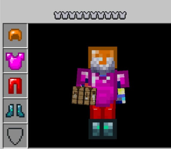 Multi-colored armor on the player